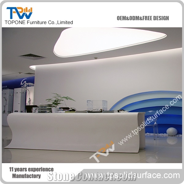 Luxury Commercial Hotel Solid Surface/Man-Made Stone L Shaped Desk White