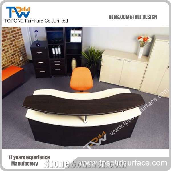Luxury Commercial Office Design Solid Surface/Man-Made Stone Long Receptionist Table