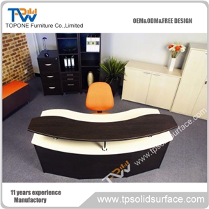 Luxury Commercial Office Design Solid Surface/Man-Made Stone Long Receptionist Table