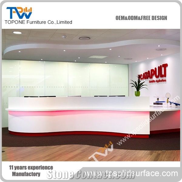 Luxury Elegant Popular Solid Surface Stone Salon Reception Desk Counter