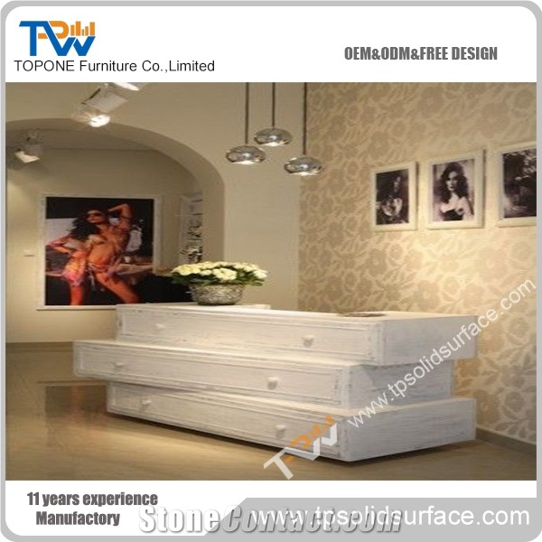 Luxury Elegant Popular Solid Surface Stone Salon Reception Desk Counter