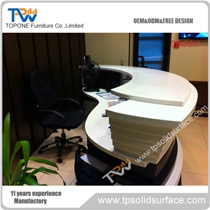Luxury Square Shape Solid Surface/Artificial Marble Red Reception Desk