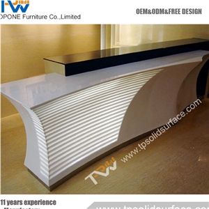Luxury Streamy Boat Shape Solid Surface/Man-Made Stone Solid Surface Bank Desk Furnitures