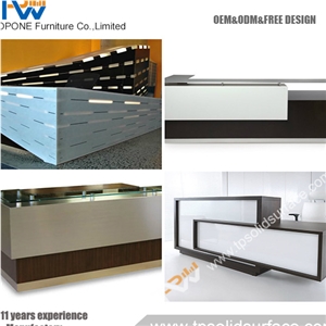 Metal Wood Circle Screen Mobile Reception Desk