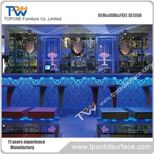 Modern Design Solid Surface Bar Counter with Led Light, Led Light Bar Counter for Night Club Bar Furniture