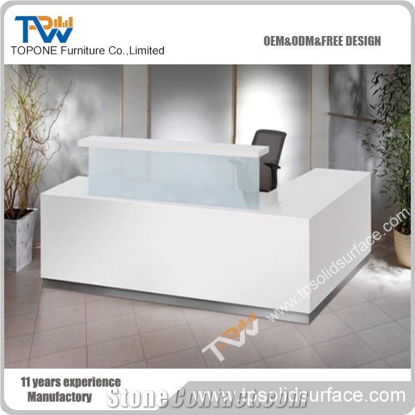Modern Look Glossy Finish Solid Surface/Man-Made Stone Retail Desk