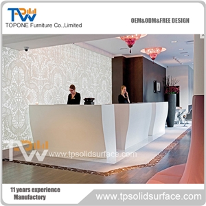 Modern Solid Surface Office Reception Desk/Artificial Marble Front Reception Table Office Furniture for Interior Stone Furniture