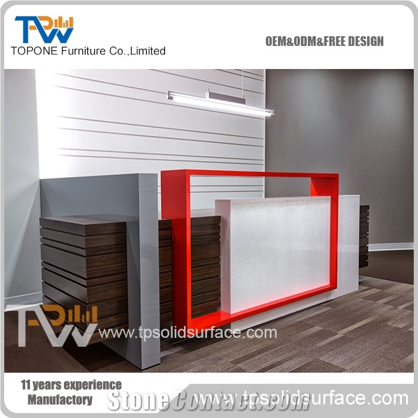 Modern Solid Surface Office Reception Desk/Artificial Marble Front Reception Table Office Furniture for Interior Stone Furniture