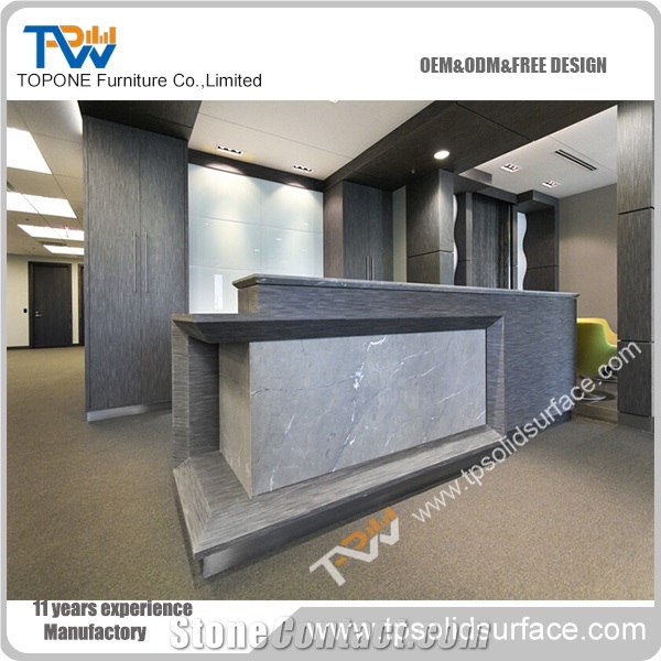 Monolithic Shape Solid Surface/Man-Made Stone Solid Surface Cashier Counter for Restaurant