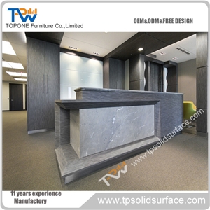 Monolithic Shape Solid Surface/Man-Made Stone Solid Surface Cashier Counter for Restaurant