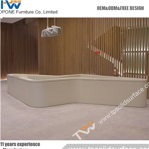 Most Popular Linear Shape Solid Surface/Man-Made Stone White Acrylic Reception Desk