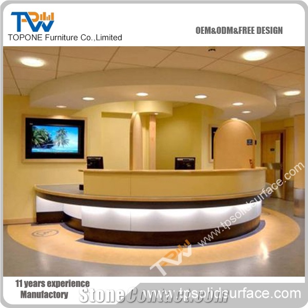 Noble Thermoforming Shape Solid Surface/Man-Made Stone Receptionist Table