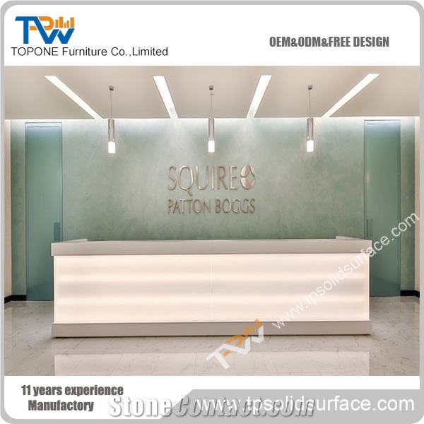 Office Furniture Custom Design Corian Solid Surface White Reception Counter