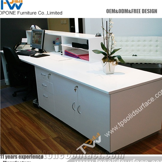 Polygon Style Solid Surface/Artificial Marble Curved Reception Desk