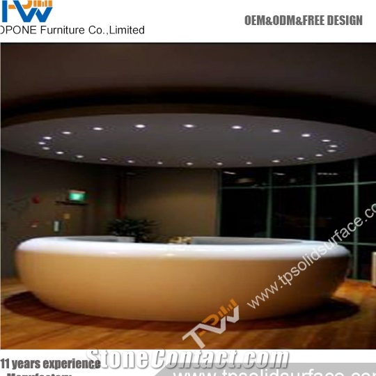 Polygonal Front Face Design Solid Surface/Man-Made Stone Solid Surface Marble Reception Counter