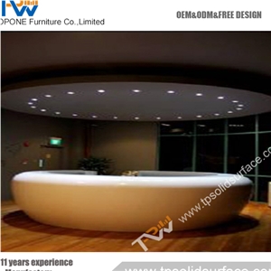 Polygonal Front Face Design Solid Surface/Man-Made Stone Solid Surface Marble Reception Counter