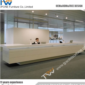 Popular Linear Shape Man-Made Stone/Solid Surface Restaurant Cashier Desk Design