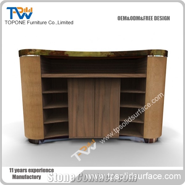 Professional Factory Buffet Win Luxury Bar Counter Table Top Design, Artifcial Stone Desk Top for Sale