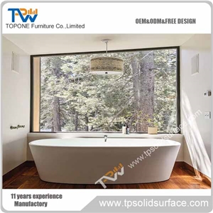 Professional Factory Corian Acrylic Solid Surface Bathtubs, White Artificial Marble Stone Bathtub for Bathroom with Chinese Facotry Price