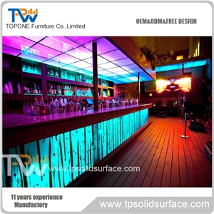 Professional Manufacturer Solid Surface Led Bar Counter / Bar High Top Cocktail Table with Wine Cooler