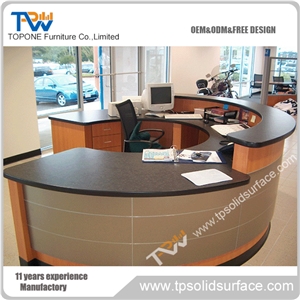 Reception Counter with Middle Led Lighitng Wood Cabinet Customized Logo