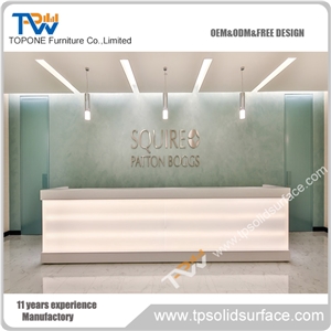 Salon Furniture Led Light Quartz Stone Reception Counter ,Artificial Stone Desk Acrylic Reception Tabletops