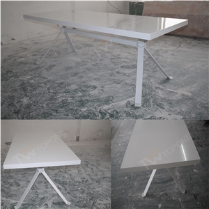 Simple Design White Artificial Marble Stone Office Tables Top for Executive Tables with Steel Legs for Sale, Corian Acrylic Solid Surface Table Tops with Chinese Factory Price and High Quality