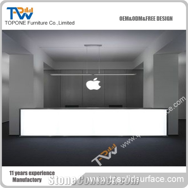 Solid Surface Counter Oval Modern White Lacquer Reception Desk