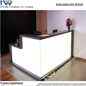 Solid Surface Counter Oval Modern White Lacquer Reception Desk