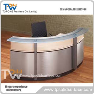 Solid Surface Counter Oval Modern White Lacquer Reception Desk