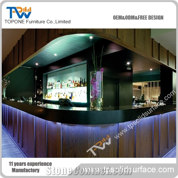 Solid Surface Customer Artificial Marble Bright Glass Bar Counter Outdoor