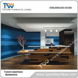 Solid Surface Led Light Round Reception Desk for Hotel