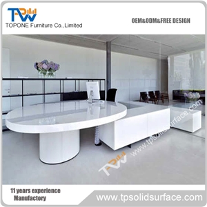 Solid Surface Led Light Round Reception Desk for Hotel