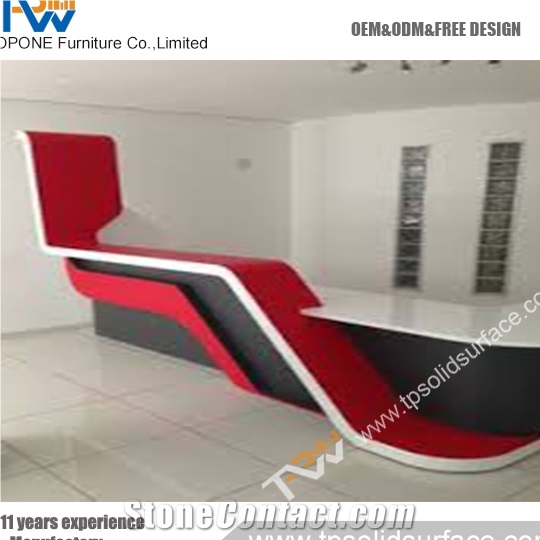 Special Design Modern Front Counters with Artificial Marble Stone Desk Top, Solid Surface Reception Table Tops