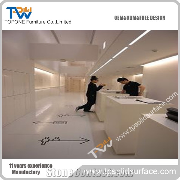 Special Design Modern Front Counters with Artificial Marble Stone Desk Top, Solid Surface Reception Table Tops