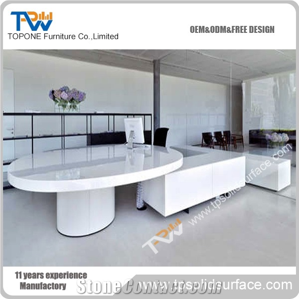 Special Design Solid Surface Manmade Stone Reception Desk for Office Furniture