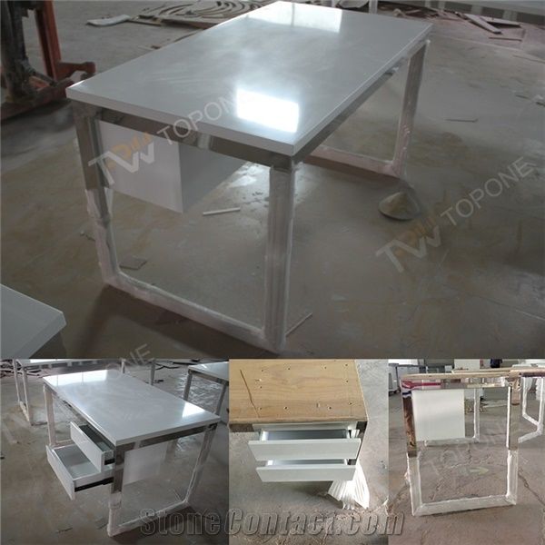 Square Shape Corian Solid Surface Table Tops And Stainless Steel
