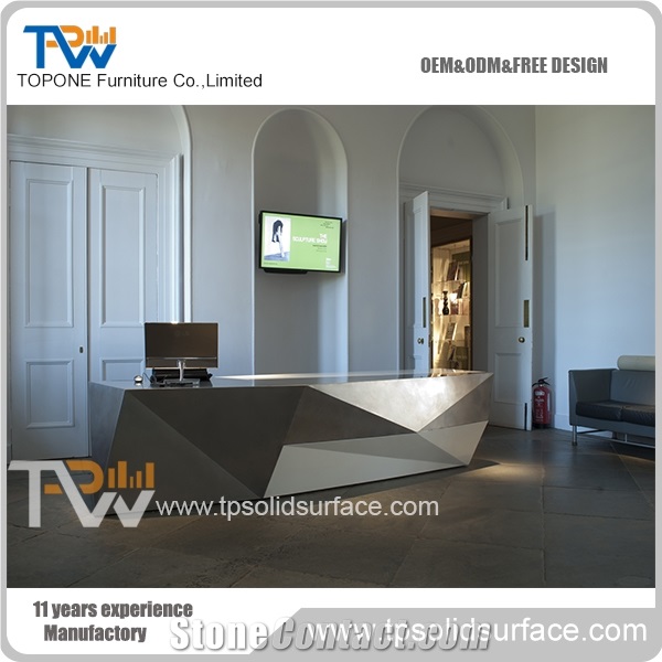 Square Shape Modern Solid Surface/Man-Made Stone Chinese Marble Hotel Reception Desk for Sale