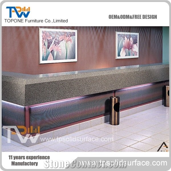 Strd-514 Solid Surface/Artificial Marble Branded L Shaped Office Front Desk Counter