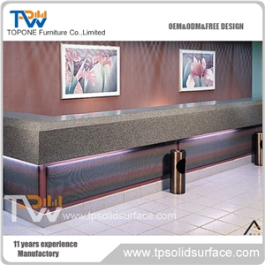 Strd-514 Solid Surface/Artificial Marble Branded L Shaped Office Front Desk Counter