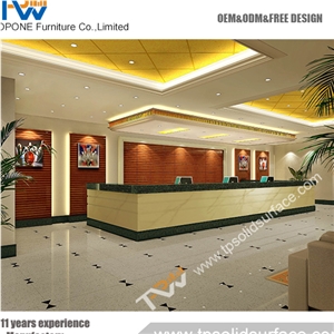 Streamline Style Design Solid Surface/Man-Made Stone Artificial Marble Hotel Front Counter