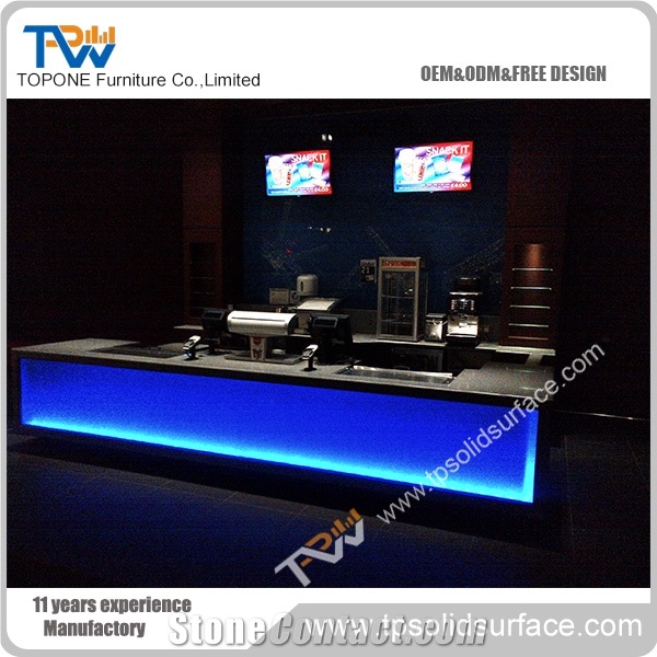 Stylish Decorative Carving Pattern L-Shape Solid Surface/Man-Made Stone Bank Reception Desk