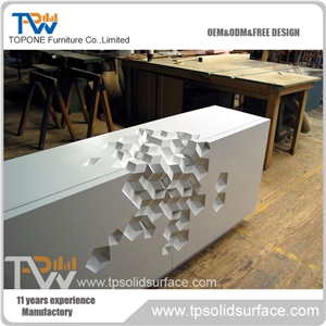 Stylish Glossy Solid Surface/Man-Made Stone Boat Shaped Reception Desk