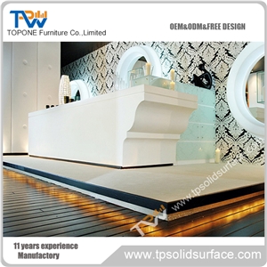 Stylish Oval Shape Design Solid Surface/Artificial Marble Restaurant Reception Desk Furniture