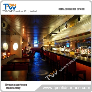 Sushi Restaurant Food Service Led Lighting Artificial Stone Bar Counter