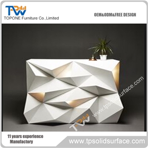 Top Commercial Round Shape Solid Surface/Man-Made Illuminated Reception Desk
