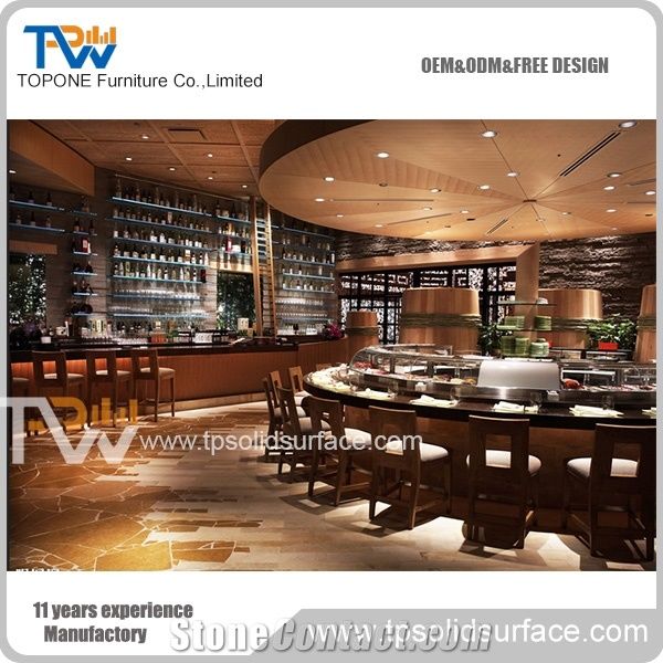 Topone Factory Supply Half Round Solid Surface Bench Tops Design