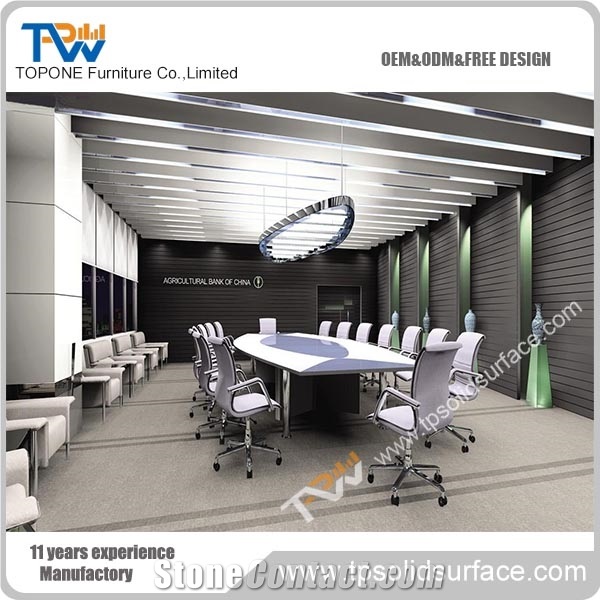 Topone Fashionable Design Solif Surface Home Furniture Conference Table, Manmade Stone Office Furniture Meeting Tables
