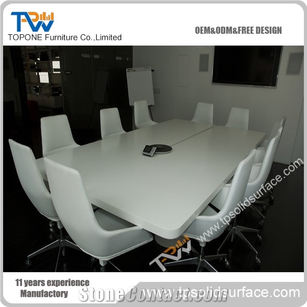 Topone Fashionable Design Solif Surface Home Furniture Conference Table, Manmade Stone Office Furniture Meeting Tables