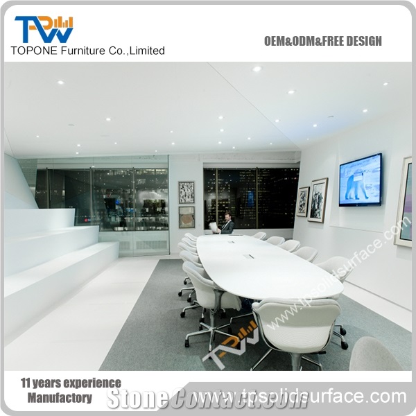 Topone Glossy Polished Rectangular Acrylic Table Conference Tables